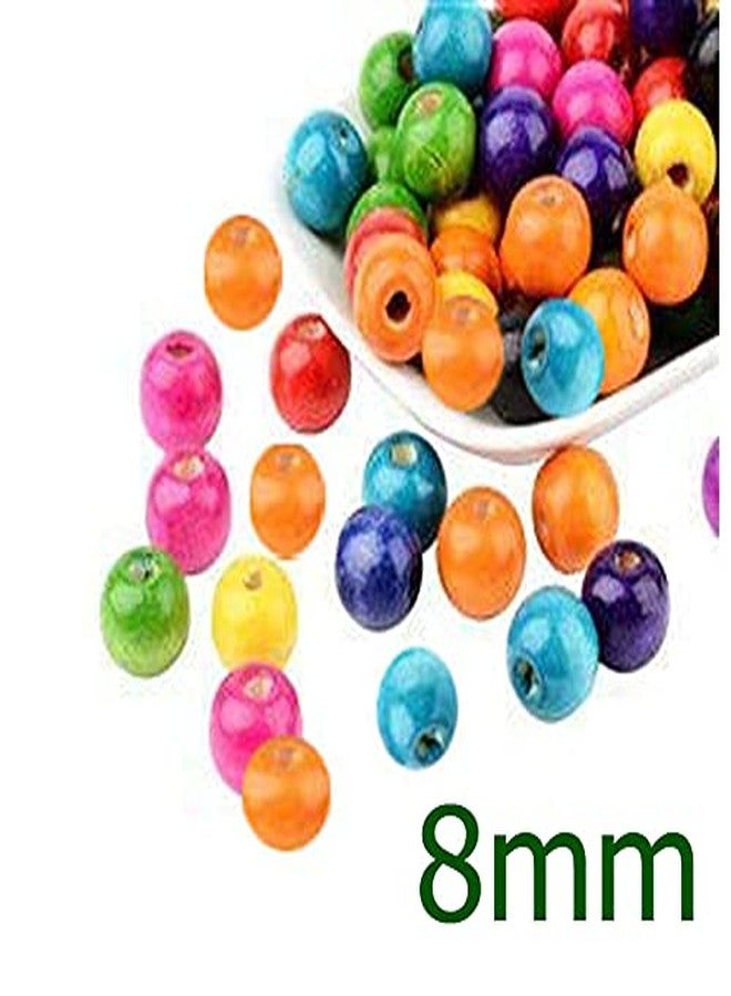 TE Multicolor Wooden Beads Size 8 mm, Moti Used for Art and Crafts, DIY, Pendant Jewelry Making,Bags, Toran, Bandhanwar, Plant Hanger, Crafts Project and Rakhi Making (Size 8 mm) Beads Pcs (200) - Image 2